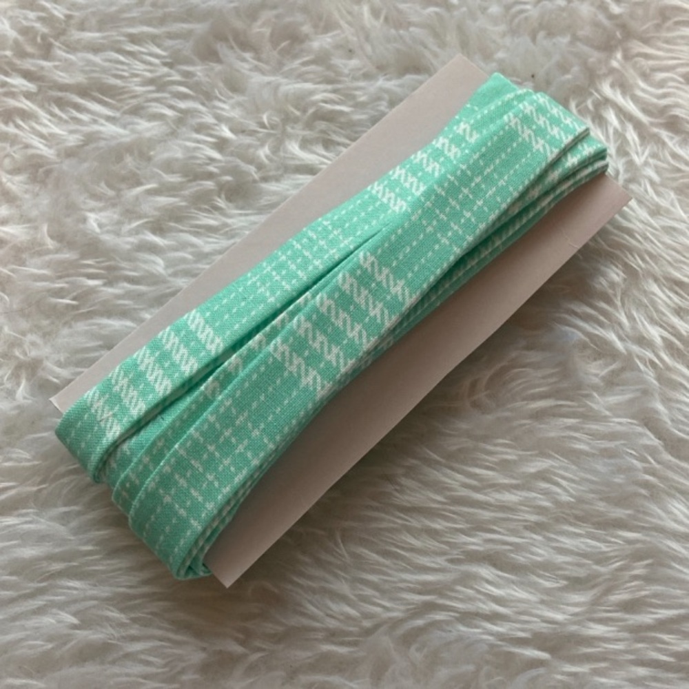 Handmade Double-Fold Bias Tape – Mint Green Plaid – 2 Yards